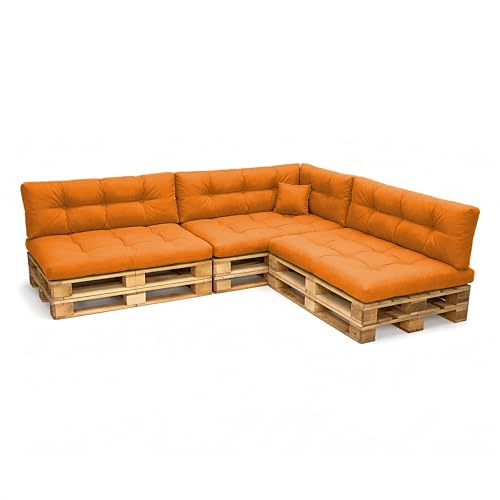 POKAR Set de 8 Coussins pour Palettes Euro: 3X Assise 120x80cm + 3X Dossier 120x40cm + 1x Dossier 60x40cm + 1x Coussin 40x40cm, Canapé de Jardin, Intérieur et...