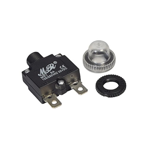 Zephyr 5 Amp DC Circuit Breaker Push-Button Reset with Quick Connect Terminals and Waterproof Button Cover