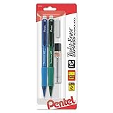 Pentel Twist-Erase Express Automatic Pencil with Lead and Eraser, 0.5mm, Assorted Barrels, 2 Pack (QE415LEBP2)