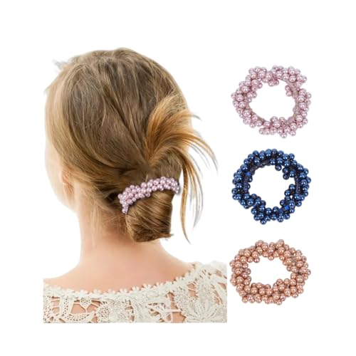 BEAMARKER 3 pz Elastici per Capelli con Perline, Elastici per Capelli, Decorativi, Eleganti, Sottili, Spessi, Fermagli per Capelli, Braccialetti, Stile Boho, Sposa, Addio Al Nubilato, Bellissimi Acces