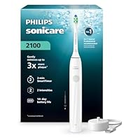 Philips Sonicare 2100 Series Electric Toothbrush (AU Version) with 2 Intensity Levels, EasyStart Feature, SmartTimer for guided brushing, QuadPacer, 14-Day Battery Life, White, HX4021/01