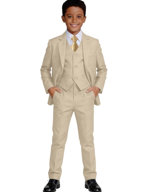 Image of Visaccy Boys Formal Suit Slim Fit Tuxedo Suits for Kids Ring Bearer Outfit