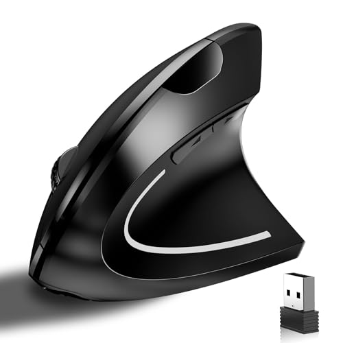 Mouse óptico vertical inalámbrico recargable 2.4G para laptop, computadora y Mac de 5 botones