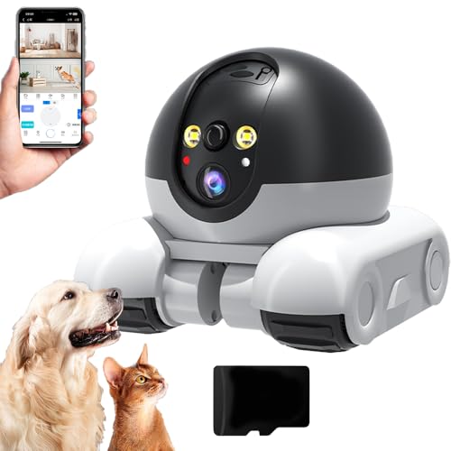 Blinky Bot - Telecamera Blinky Bot su ruote, visione notturna, conversazione a 2 vie 1080p, WiFi 1080p, rilevamento di movimento, per cani e gatti (Wifi, 128 GB)