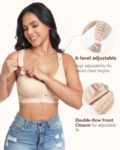 Image of Lemorosy Women's Front Closure Posture Support Wireless Bra