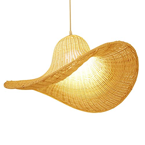 Lustre en rotin tissé main 50cm suspension en osier beige pastoral pour plafond