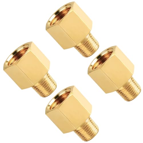 SUNGATOR 4-Pack 1/8 Inch Male x 1/4 Female NPT Reducer, Brass Pipe Fitting Adapters, 1/8'' Male to 1/4'' Female NPT Reducer Adapters, Brass Pipe Extension Connectors