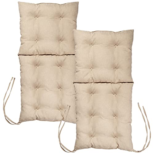 MG Design Stuhlkissen 2er Set 50 x 100 cm Sitzkissen beige - Gartenstühle Sitzauflagen aus Polsterstoff, mit weicher Füllung, mit Schnüren zum Binden - Niedriglehner Auflagen