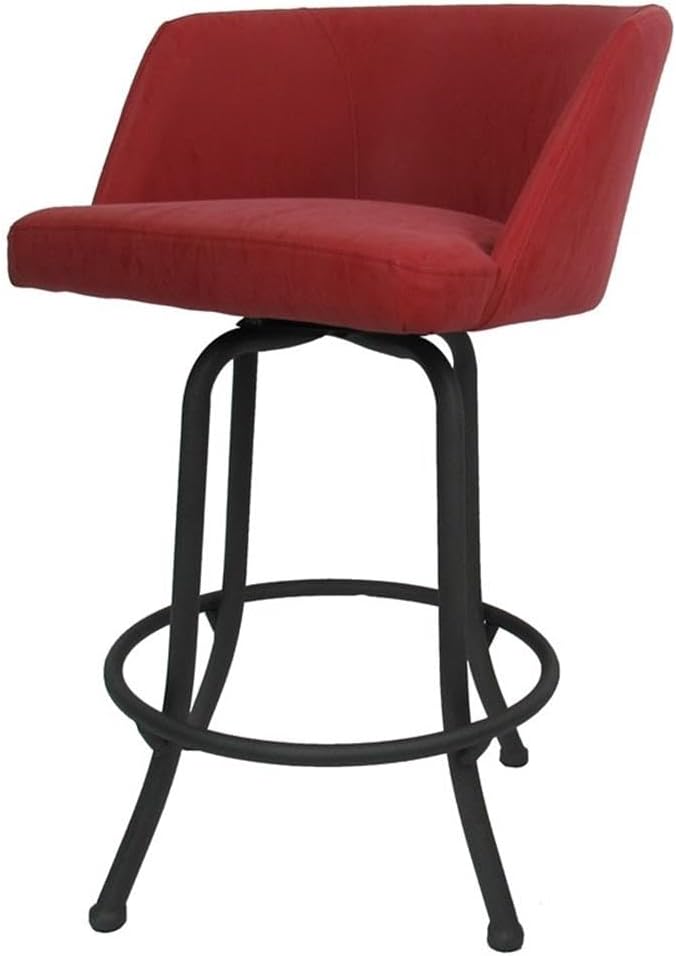 Pemberly Row Swivel Extra Tall Bar Stool Set of 3, Vinyl Upholstery and Powder Coated Metal Frame, Red/Black Finish, 42" H x 22" W x 21" D, 360° Swivel, American Size Seating for Indoor Home Bar Use