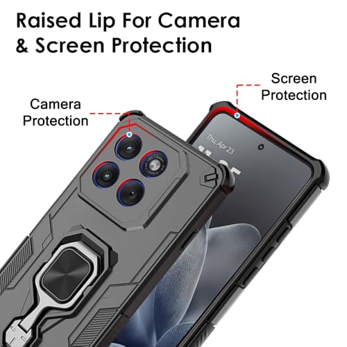 Image of TheGiftKart Tough Armor Bumper Back Case Cover for Motorola Moto Edge 70 5G | Ring Holder & Kickstand in-Built | 360 Degree Protection Back Case Cover for Motorola Edge 70 5G (PC & TPU, Black)