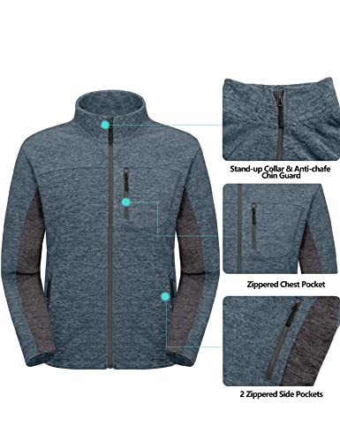 Little Donkey Andy Men's Winter Warm Polar Fleece Golf Jacket Lightweight Thermal Hiking Running Travel Jacket Stormy Weather Heather XL4