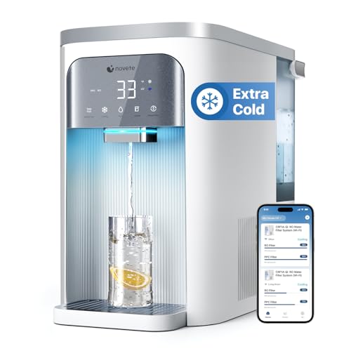NOVETE Smart Reverse Osmosis Water Filter Countertop, UV 8-Stage RO Water Filtration System with APP Control, Cold Water Down to 32℉, NSF/ANSI 42/58 Certified, 4:1 Pure to Drain, No Plumbing, CRF0A-Qi