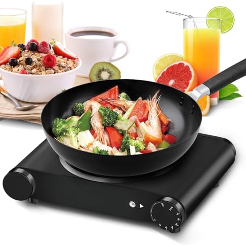 Image of 1200W Infrared Single Burner Electric Hot Plate, Fast Heating & Energy Efficient, 7 Inch Ceramic Glass Portable Electric Stove with Adjustable Temperature Control, Compatible w /All Cookware