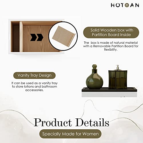 Hotcan Discreet Tampon Holder For Bathroom With Vanity Tray Lid, Tampon Organizer For Bathroom For Wall Or Countertop Mount, Wood Tampon Dispenser, Feminine Product Organizer, White Small Storage Box, Bathroom Accessories Decor Box #TOP2