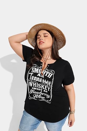 TIYOMI Plus Size T Shirt for Women Buttons Tops Short Sleeve Summer Sexy V-Neckline Shirts Solid/Tie Dye XL-5XL2