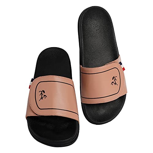 Image of PERY-PAO Mens Stylish Sliders Grey, Sky Blue, Black, White, peach, Neon Green, Olive Green Boys Slippers