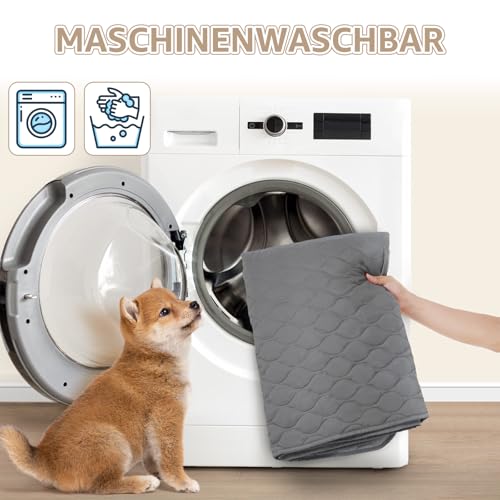 PICK FOR LIFE Hundedecke wasserdichte Waschbare Hunde Decke Wendbare Weiche Welpendecken für Bett Sofa Auto Grau (1 Pack, 97x190cm)
