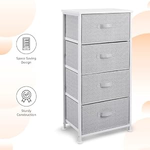 Amazon Basics Fabric 4 Drawer Storage Organizer Unit for Closet White