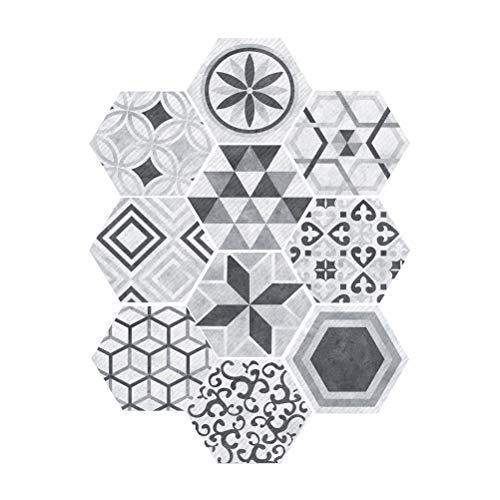 LAKIOMZ 10 pièces Carrelage Autocollants Hexagonal Style Industriel Anti-Slip Auto-Adhésif Amovible Sticker Mur autocollant de sol auto-adhésif Cover