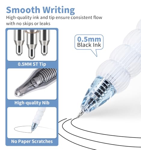 9 PACK Gel Pens, 0.5mm Black Ink Fidget Pen, Fine Point Smooth Writing Pen, Quick Drying Journaling Pens, Creative ABCD Roller Ball Pens for Office, Note Taking, School Supplies, Nurse Aesthetic - Image 4