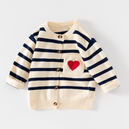 Toddler Baby Girls Cotton Knit Jacquard Sweater Cardigan, Crew Neck Spring Coat Sweater Long Sleeve Clothes Warm Tops3