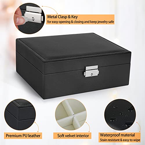 Bailinna Jewelry Organizer Box For Women Girls, 2 Layer Large Pu Leather Lockable Jewelry Storage Case Watch Display With Removable Tray For Necklace Rings Earrings Bracelets Vintage Gift - Black #TOP4