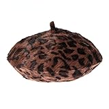 French Style Fashion Leopard Print Beret Winter Warm Rabbit Hair Beret Female Vintage Beret Soft Bea