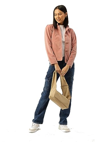 Image of Leather Retail Long Winter Wear Velvet Jacket For Women