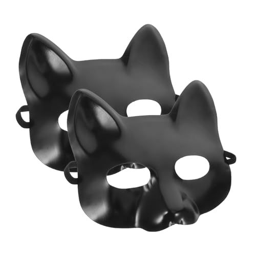 2Pcs Blank DIY Fox Masks for Halloween Party Supplies Unpainted Paper Half Face Masks Lightweight and Comfortable Crafting Masks for Cosplay and Masquerade Events