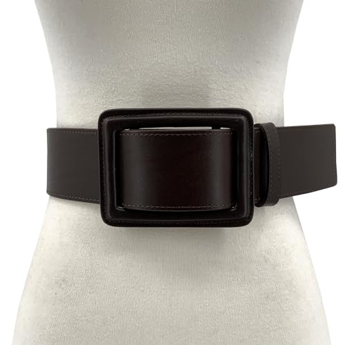 Women's High Low Waist Big Rectangular Buckle Boho Concho Fashion Plain Genuine Leather Dress Belt Waistband2