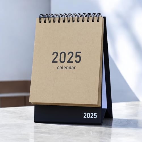2025 Desk Calendar Mini Monthly Calendar 13 Months Standing Flip Calendar for Home Office Black (Brown) eco- friendly (Image - 1)