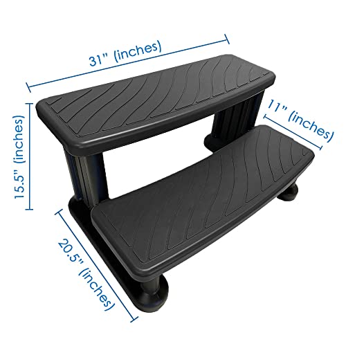 Puri Tech Universal Spa & Hot Tub Outdoor Steps No Slip Grip Support - Black - Image 5