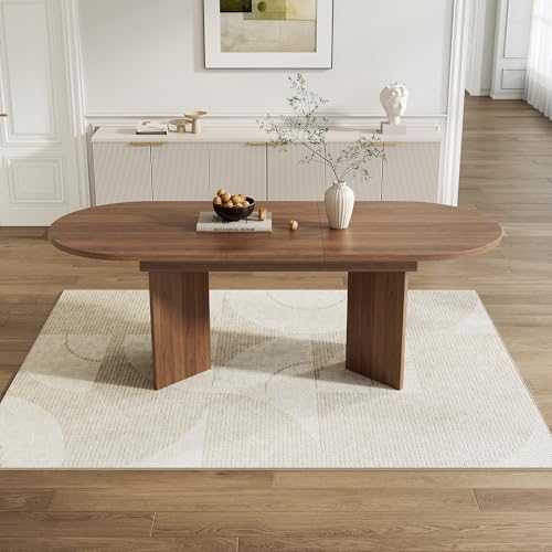 Table à manger extensible (120-160×80×75 cm), Coins arrondis, Convient pour 4-6 personnes, bureau épaissi, Moderne Table à manger extensible, style minimaliste,...