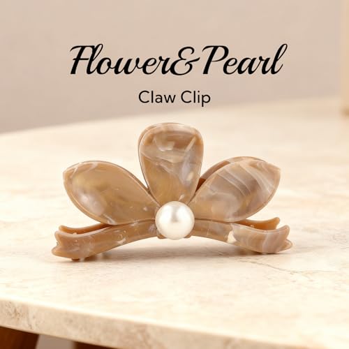 2 piezas pinzas para el cabello con flores y perlas miniatura 5