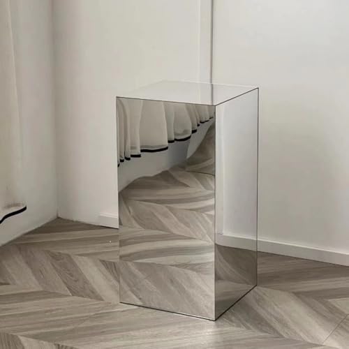 TAYTHIミラーサイドテーブル ミラーソファサイドテーブル ベッドサイドキュービックディスプレイスタンド ミラーアクリルスクエアディスプレイスタンド サイドテーブル ウィンドウベース装飾小道具、ベッドサイドテーブル、ミラーアクリルスクエアサイドテーブル