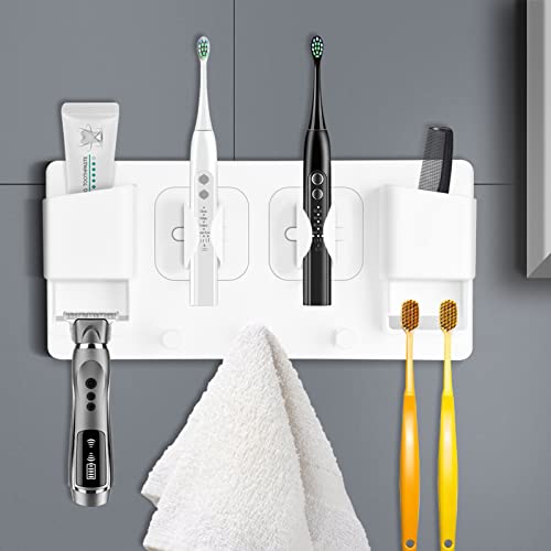 Irich Soporte Autoadhesivo para cepillos , de Dientes con Pegatinas de Gel de Silicona y dispensador, sin taladrar,para Pasta de Dientes, cepillos de Dientes eléctricos Cover