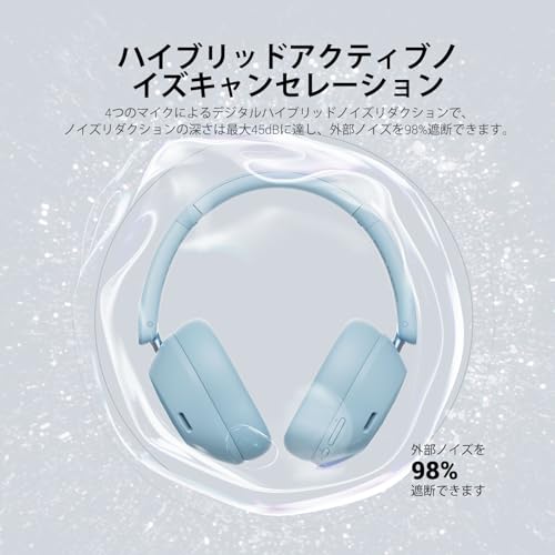 OneOdio A5 ワイヤレスヘッドホン Bluetooth 5.4対応 LDAC/ハイレゾ音質対応 最大75時間再生 急速充電 45dBハイブリッドANCノイズキャンセリング 有線/無線両用 マイク内蔵 低遅延モード 折りたたみ式 通勤/テレワーク/音楽制作に最適