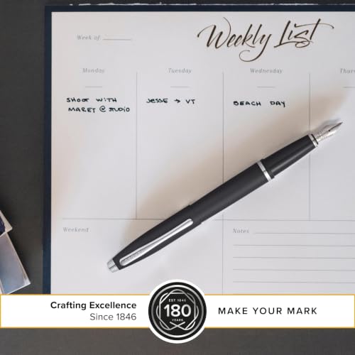 Image of Cross Calais Matte Black Refillable Fountain Pen - Medium Point, Black Ink, Smooth Writing, Presented in a Luxury Gift Box