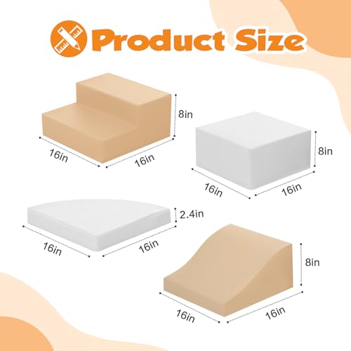 Image of TODIBY 4-Piece Soft PU Leather Toddlers Climbing Toys, Baby Foam Climbing Blocks for Toddlers 3, Foam Play Gym Climbing Structures, Indoor Climb and Crawl Activity Play Set (White and Coffee)