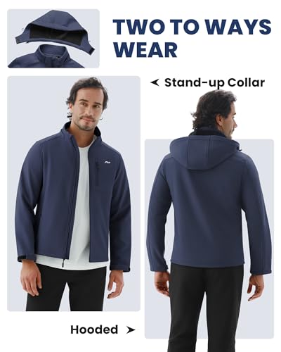 WULFUL Men's Softshell Jacket Waterproof Lightweight Insulated Windbreaker Fleece Lined Rain Shell Jacket for Hiking Travel3