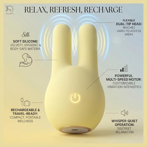 Image of KLEN Body Massager Machine Daily Comfort Care Wellness Protection for Woman | Personal Massager For Woman 10 Vibration Smooth Silicone Heads Waterproof Lightweight Stress Relief Gadget For Relaxation