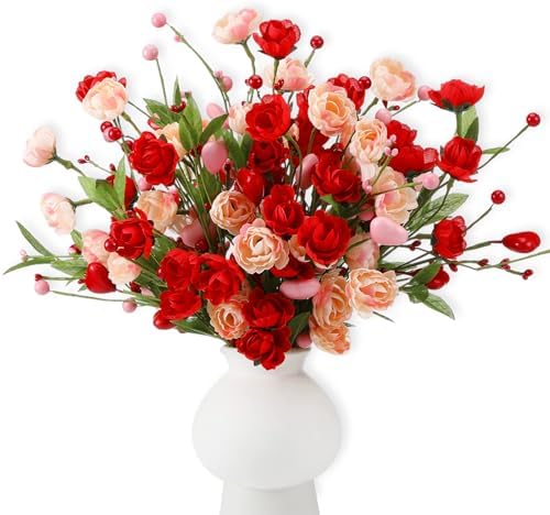 12 Pcs Valentines Day Decoration Rose Floral Picks 16 Inch Red Pi...