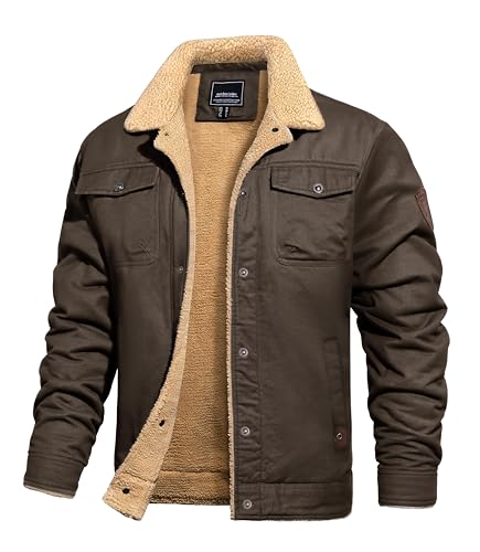 TACVASEN Mens Winter Warm Fleece Lining Thick Trucker Jacket Stylish Heavy