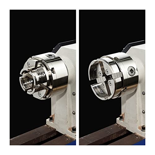 Deefiine 4 Inch Wood Lathe Chuck Set 1" X 8 Tpi Thread & 3/4"X16Tpi Adapter, Nickel Plated Self Centering 4 Jaw Wood Turning Chuck Set (2Pcs Jaws) #TOP5