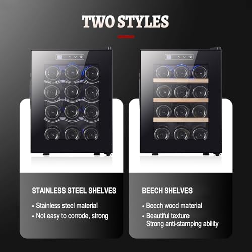 Freestanding Wine Cooler & Beverage Refrigerator - Mini Fridge with Double Tempered Glass Door & Digital Display - Ideal Wine Cellar for Home, Kitchen, or Office - Perfect for Red Wine Storage
