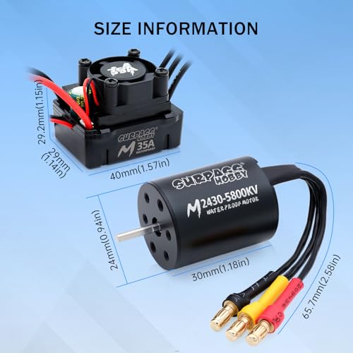 Surpass Hobby RC Brushless Motor ESC Combo Waterproof 2430 5800KV Brushless Motor and 35A ESC Combo Set for 1/16 1/18 Remote Control Cars Trucks Off-Road Vehicle by Surpass Hobby USA - Image 3