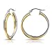 Hoops & Loops Sterling Silver Two-Tone Intertwining Square-Tube Polished Hoop Earrings, 25mm