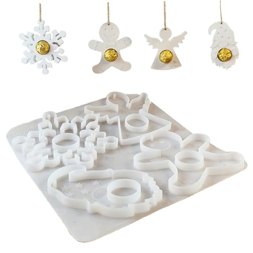 Trrymbbe Moldes de Silicona navideños, 4 Patrones, moldes de Yeso para Dulces, Colgante de Bola de Chocolate navideño o decoración navideña
