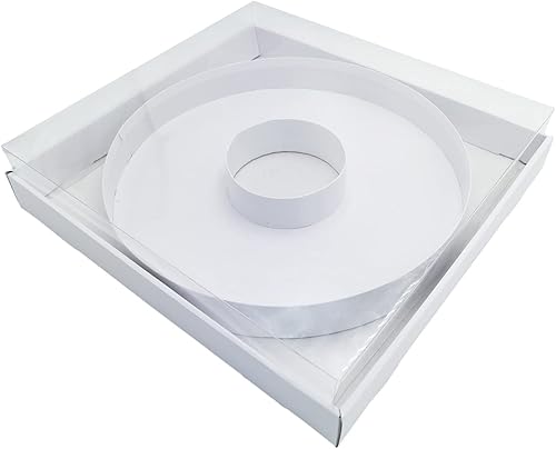 Miniatura 6 de WENPACK Caja de dulces de 31.8 cm en forma de letra de cartón maché decorativa de fresas rellenable con tapa transparente (Blanco, O)