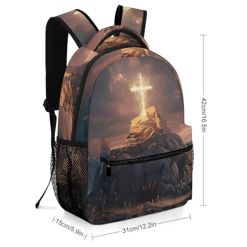 Jesus Cross 3D Print Backpack Lightweight Laptop Backpack Casual Bag Travel Daypack for Women Men2